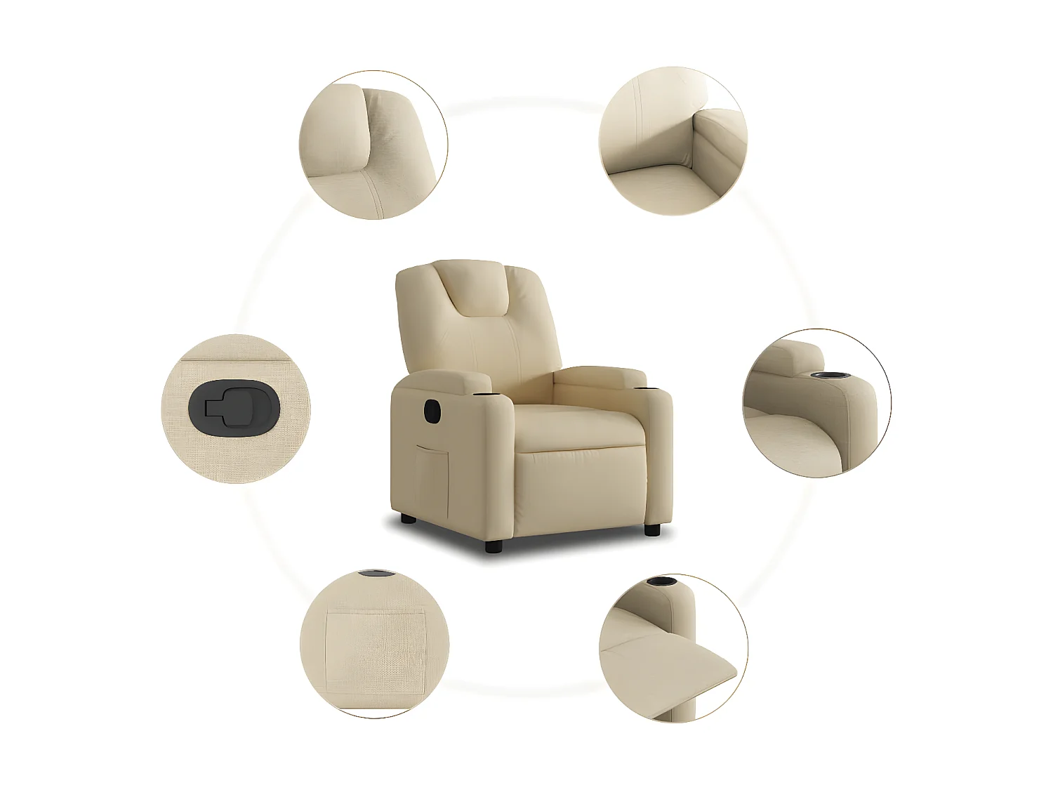 Tessuto color crema per poltrona reclinabile