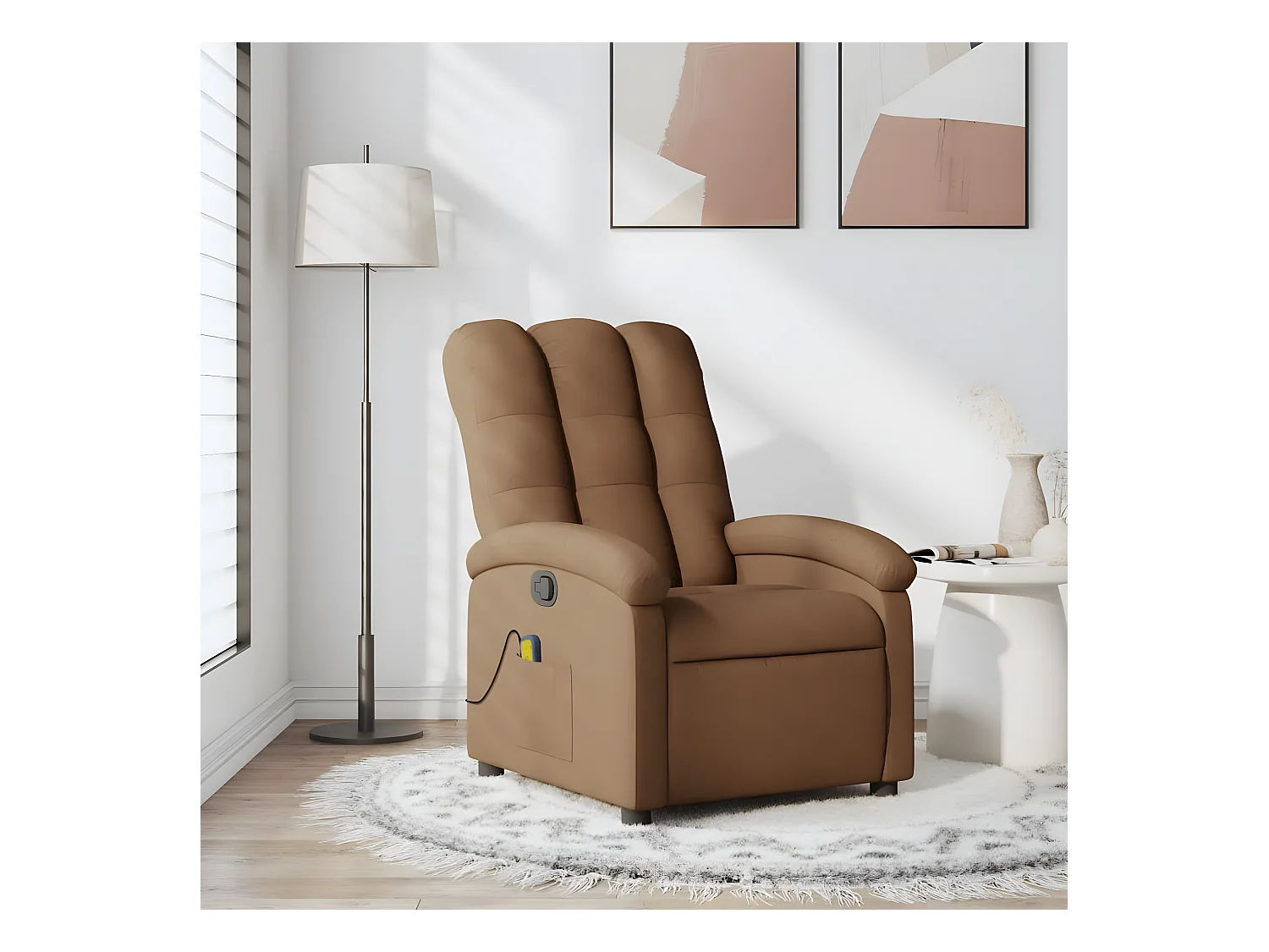 Fauteuil de massage inclinable Marron Tissu