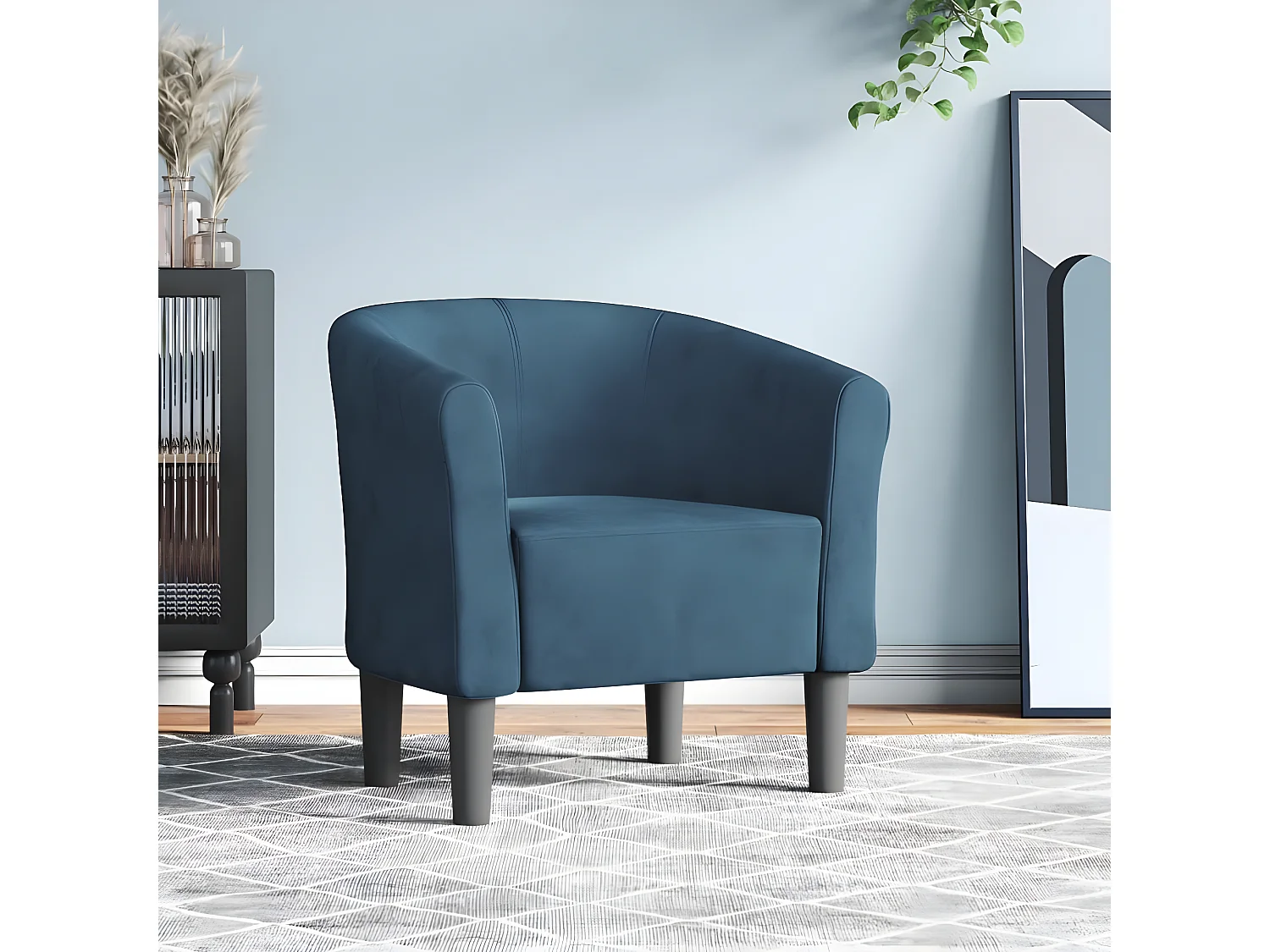 Fauteuil cabriolet bleu foncé velours