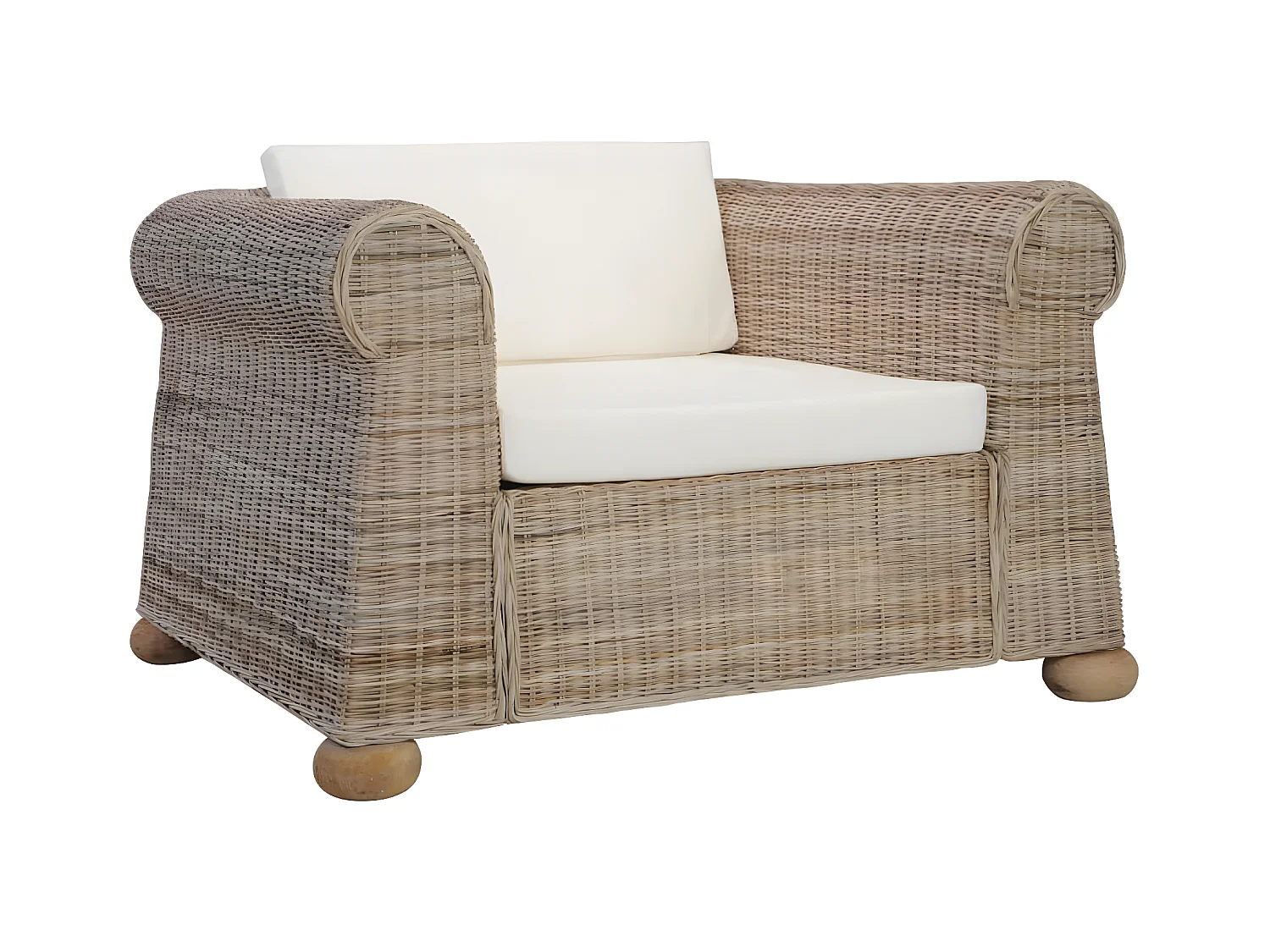 Fauteuil avec coussins Rotin naturel