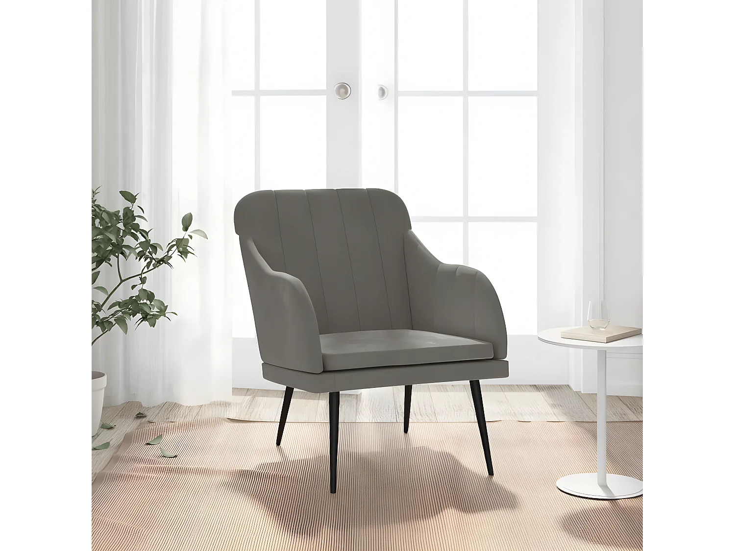 Fauteuil Donkergrijs 63x76x80 cm Fluweel