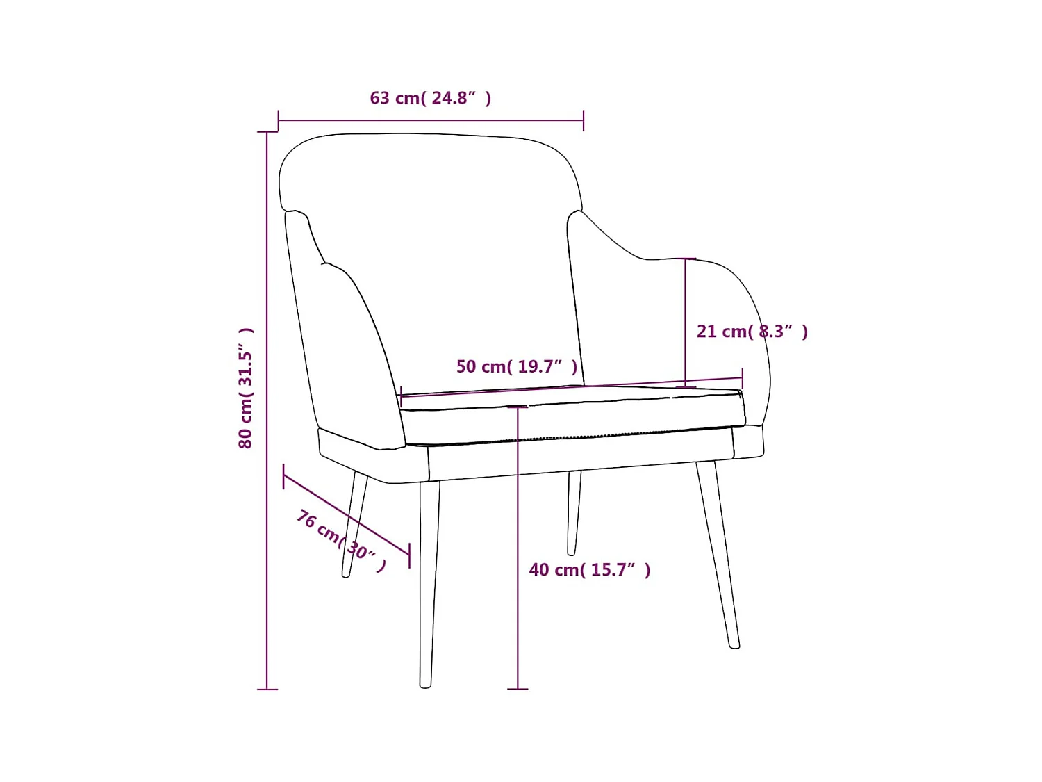 Sessel Dunkelgrau 63x76x80 cm Samt