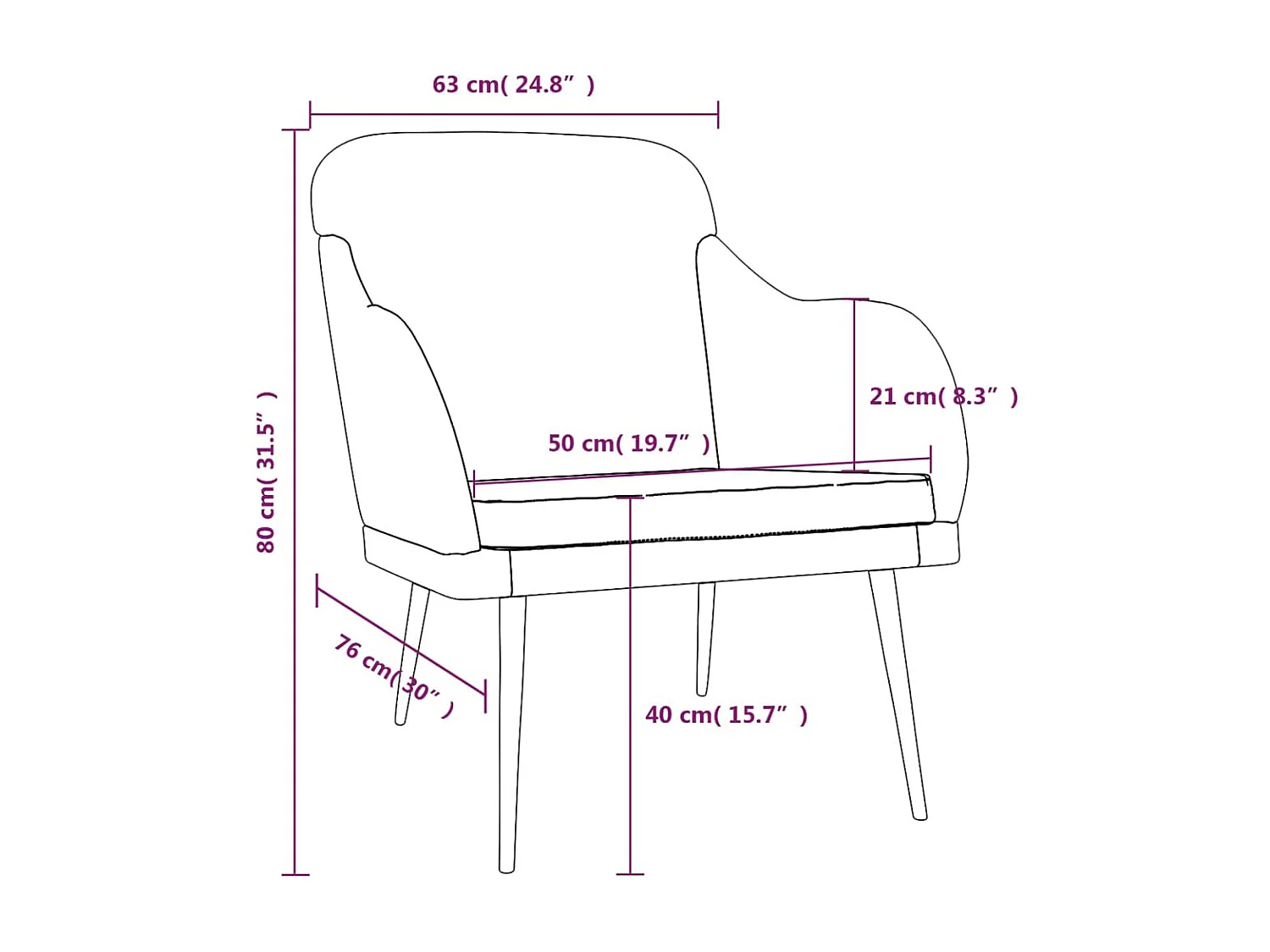 Fauteuil Gris foncé 63x76x80 cm Velours