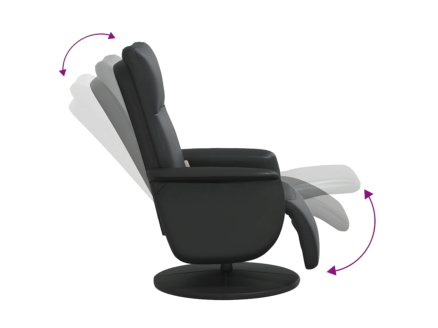 Poltrona de massagem reclinável com apoio para os pés em couro sintético preto