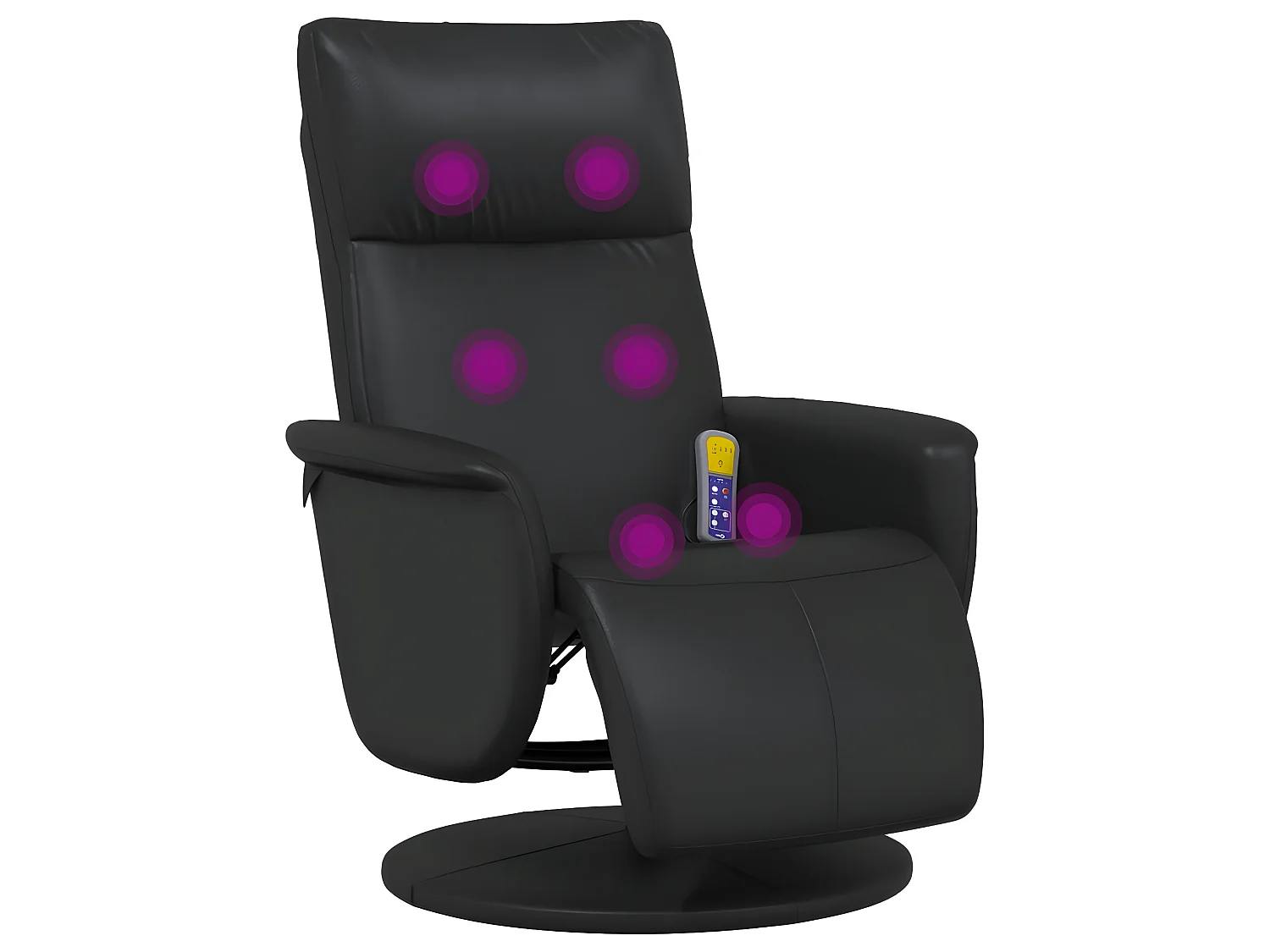 Poltrona de massagem reclinável com apoio para os pés em couro sintético preto