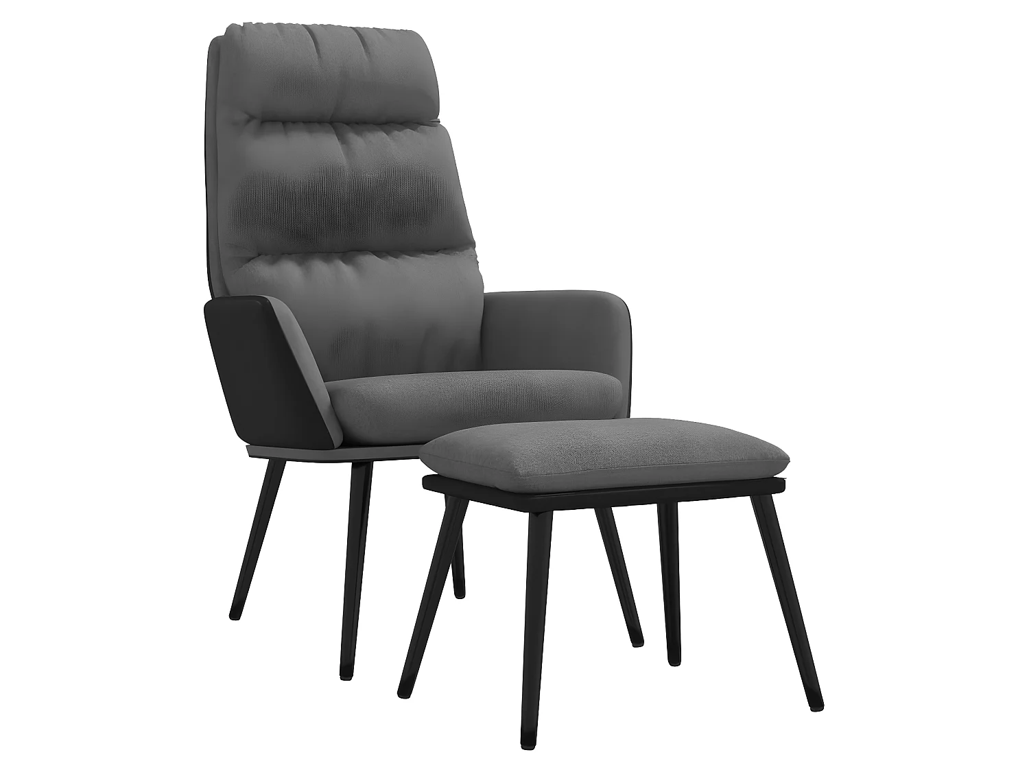 Chaise de relaxation avec tabouret Gris clair Tissu similicuir