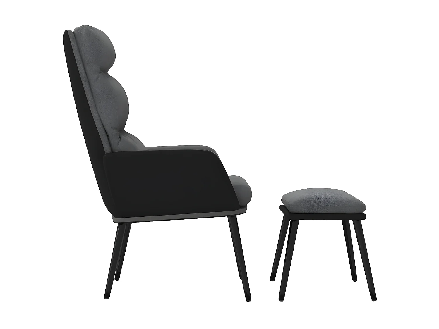 Chaise de relaxation avec tabouret Gris clair Tissu similicuir