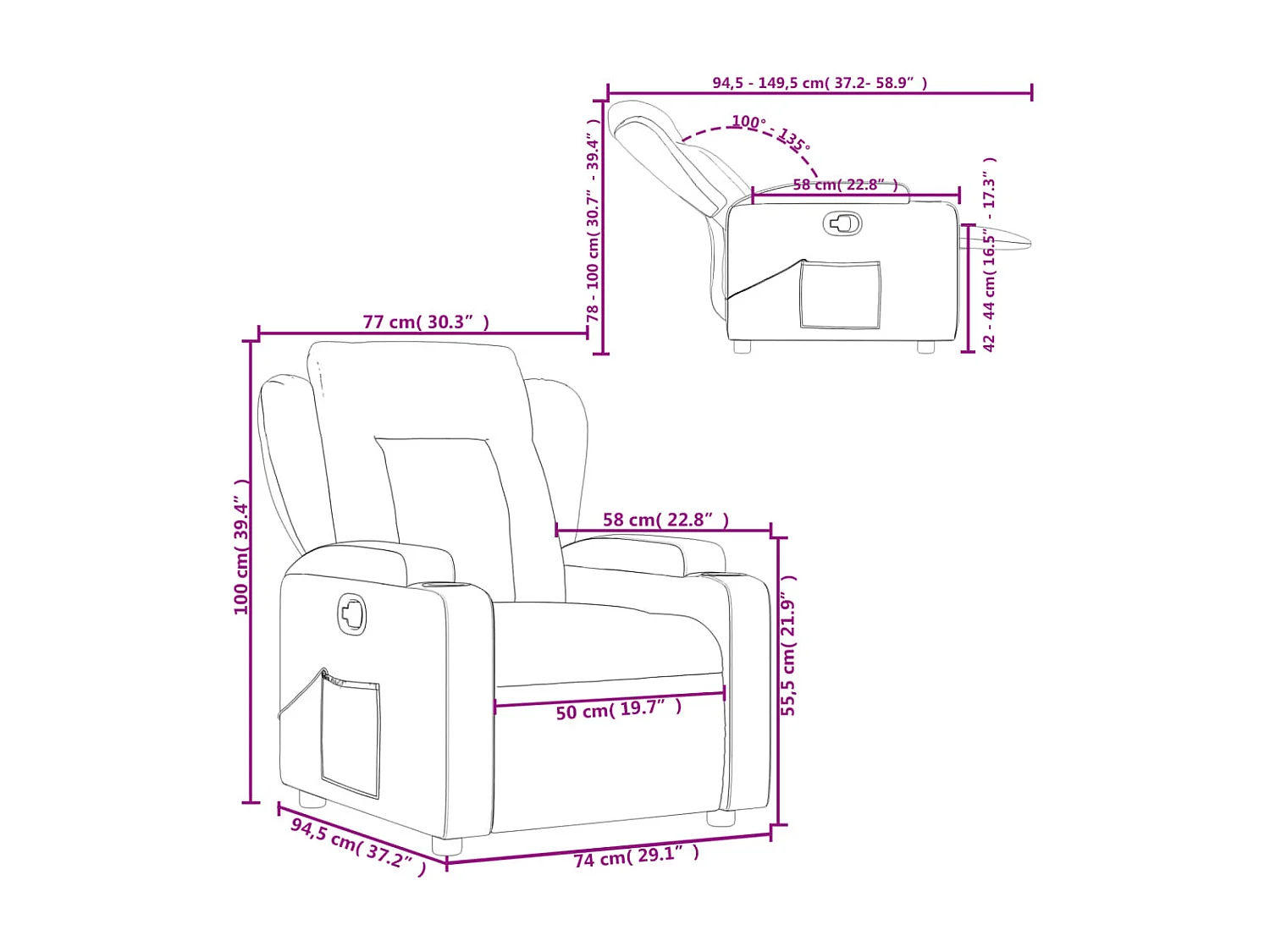 Fauteuil Donkergrijze stof