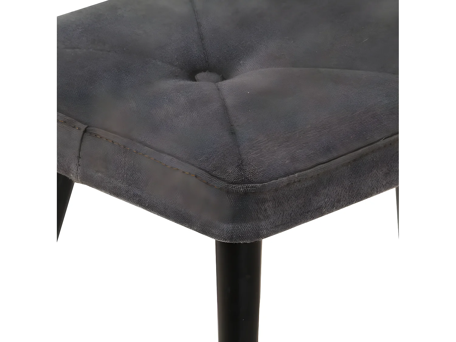 Chaise à oreilles avec repose-pied Noir vintage Toile