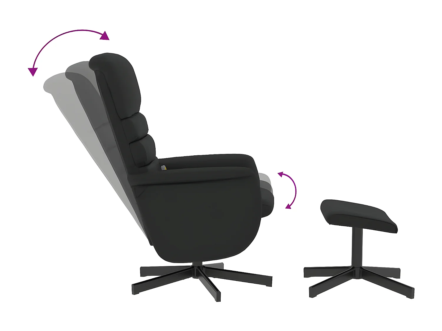 Poltrona de massagem reclinável com apoio para os pés em couro sintético preto