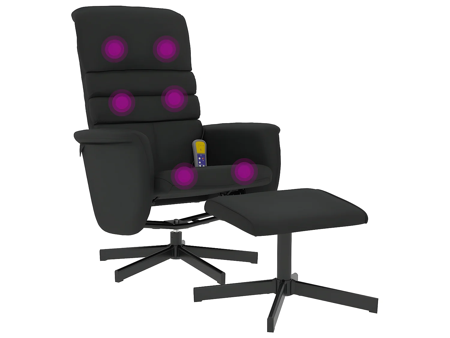 Poltrona de massagem reclinável com apoio para os pés em couro sintético preto