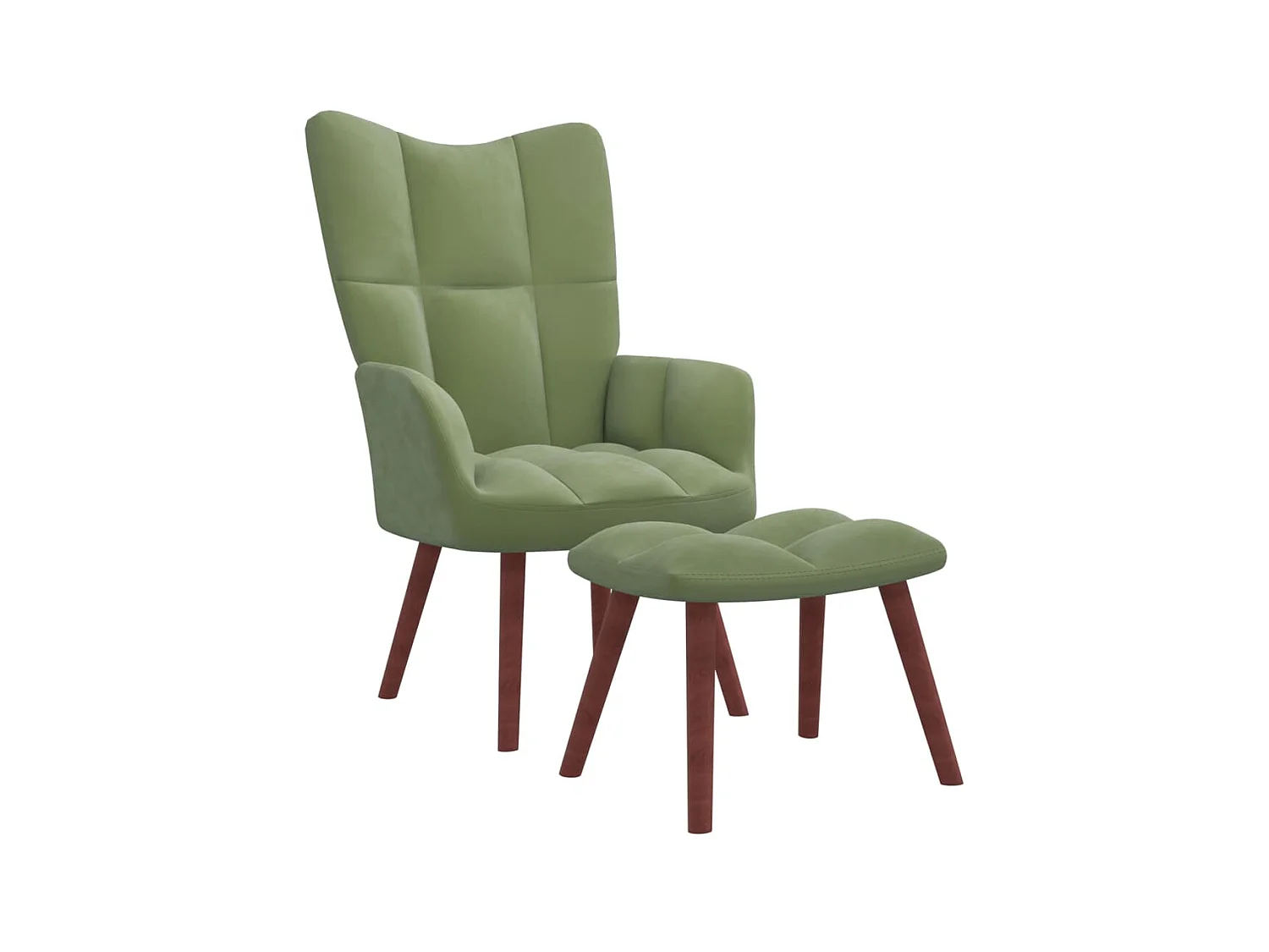 Chaise de relaxation avec repose-pied Vert clair Velours