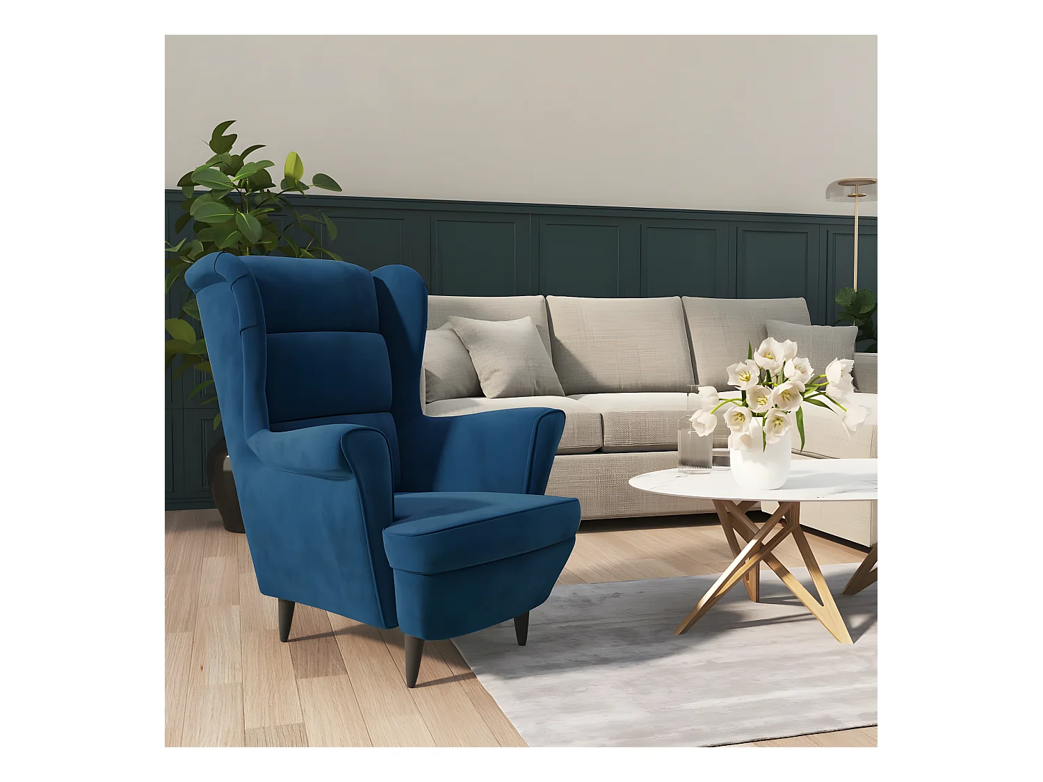 Fauteuil bleu velours