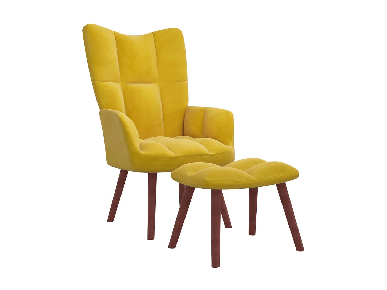Sillón de relajación con reposapiés Terciopelo amarillo mostaza