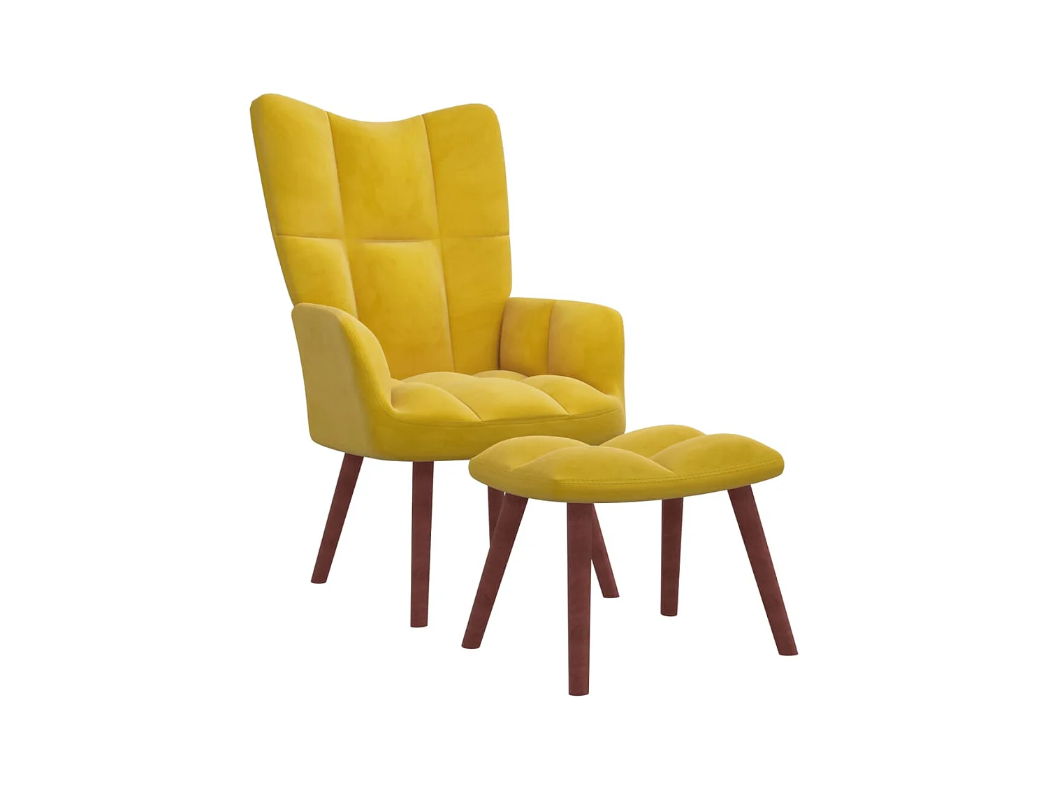 Chaise de relaxation avec repose-pied Jaune moutarde Velours