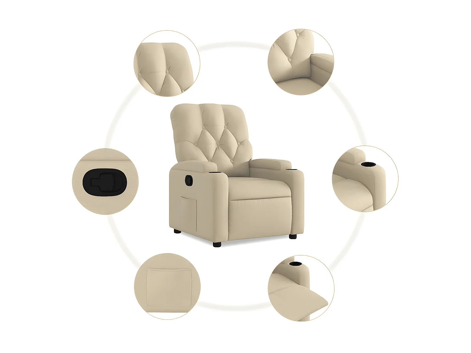 Tessuto color crema per poltrona reclinabile