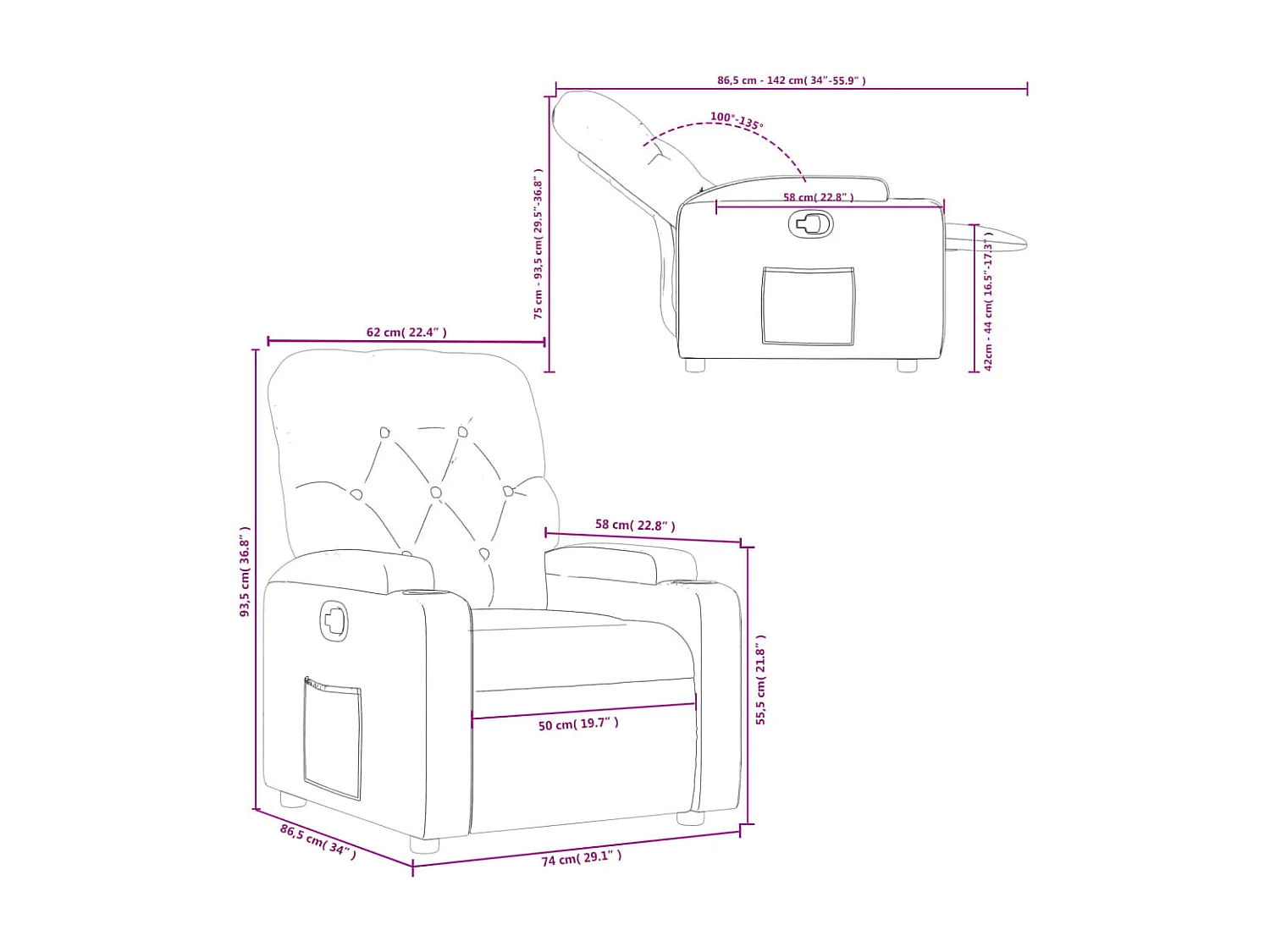 Tessuto color crema per poltrona reclinabile