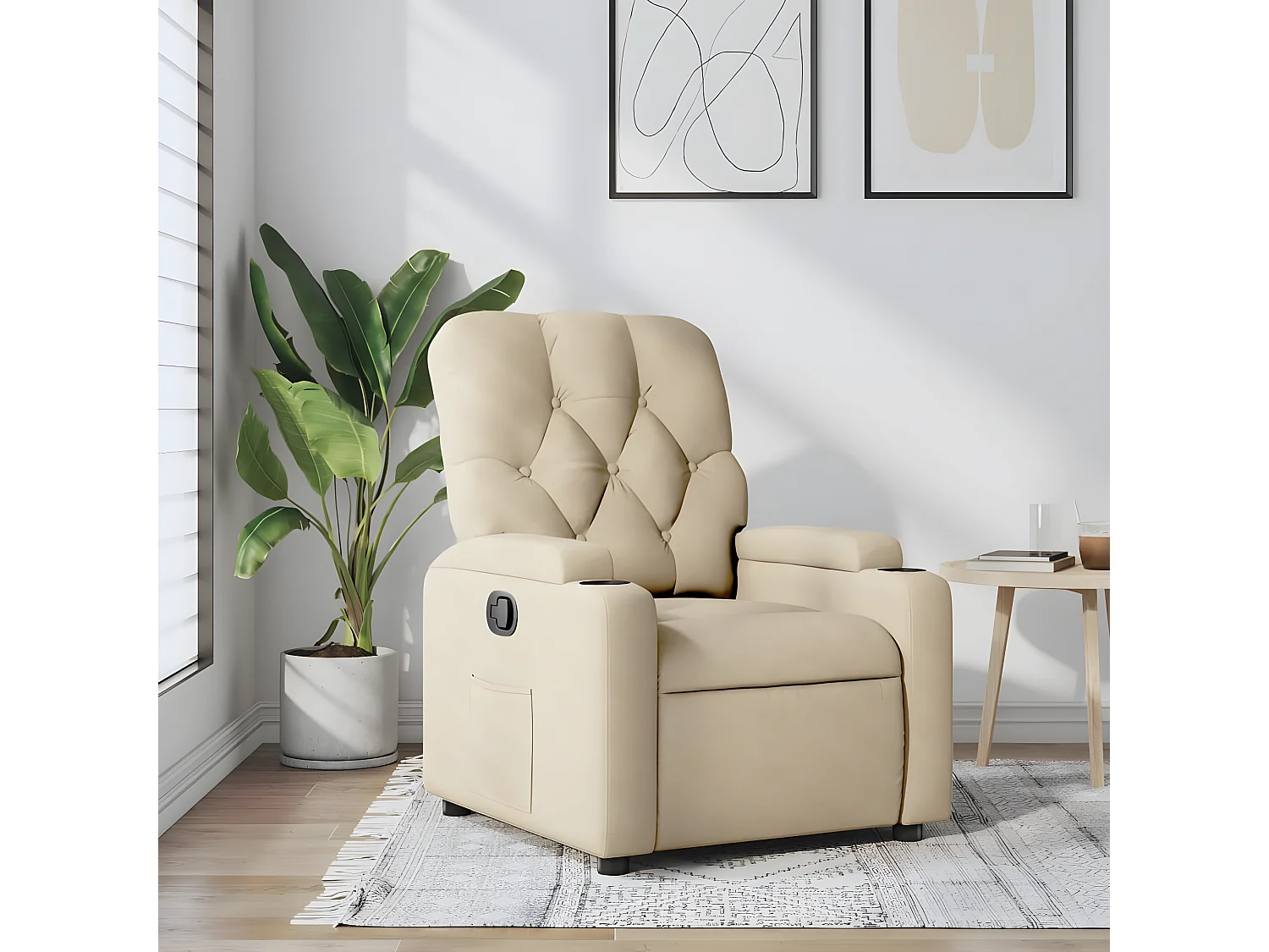 Tela crema sillón reclinable