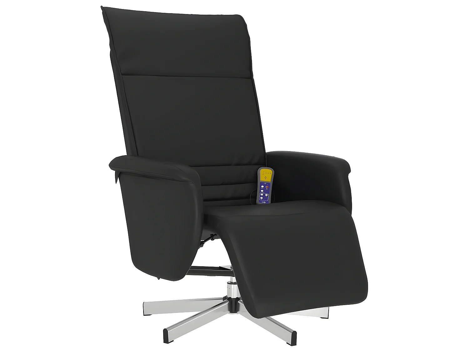 Fauteuil inclinable de massage repose-pieds noir similicuir
