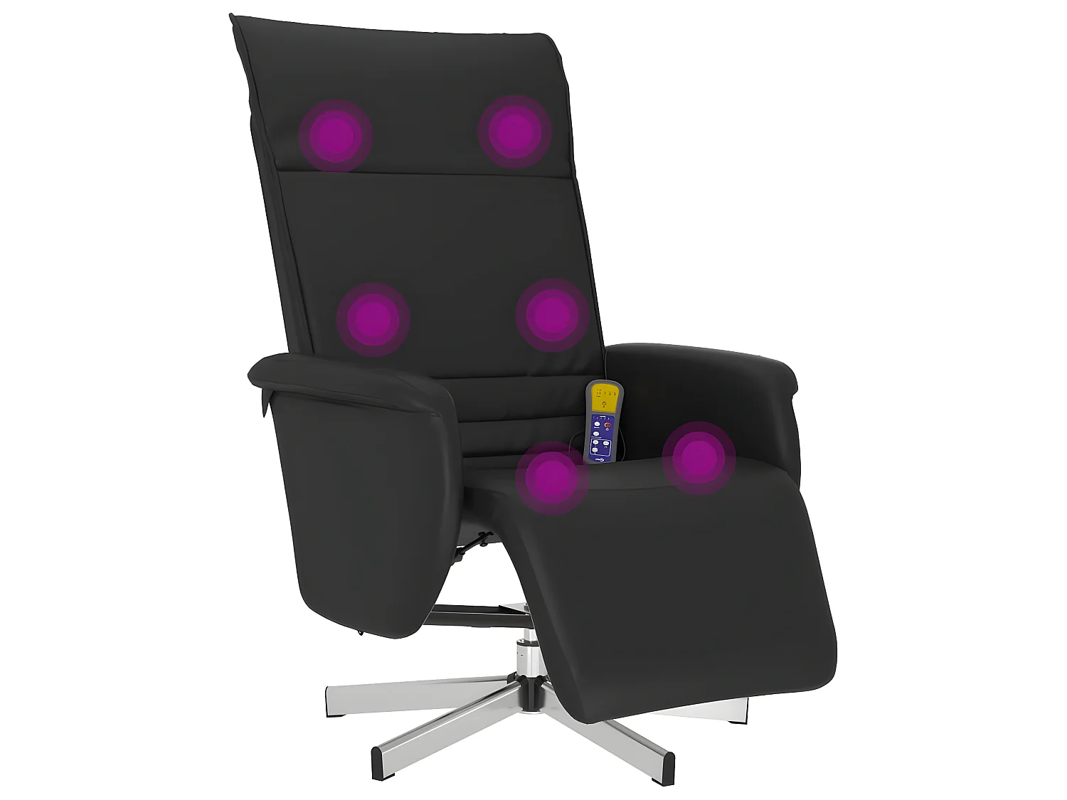 Fauteuil inclinable de massage repose-pieds noir similicuir