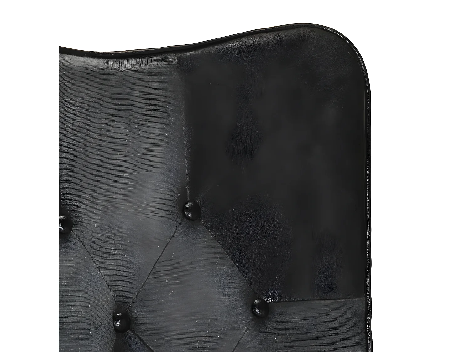 Fauteuil met voetsteun Zwart Echt leer en canvas