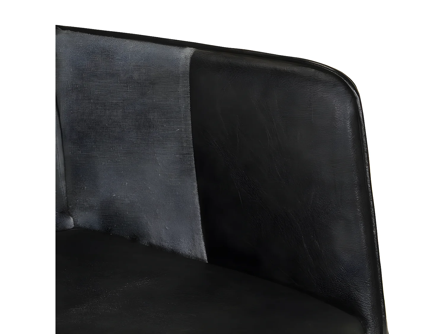 Fauteuil met voetsteun Zwart Echt leer en canvas