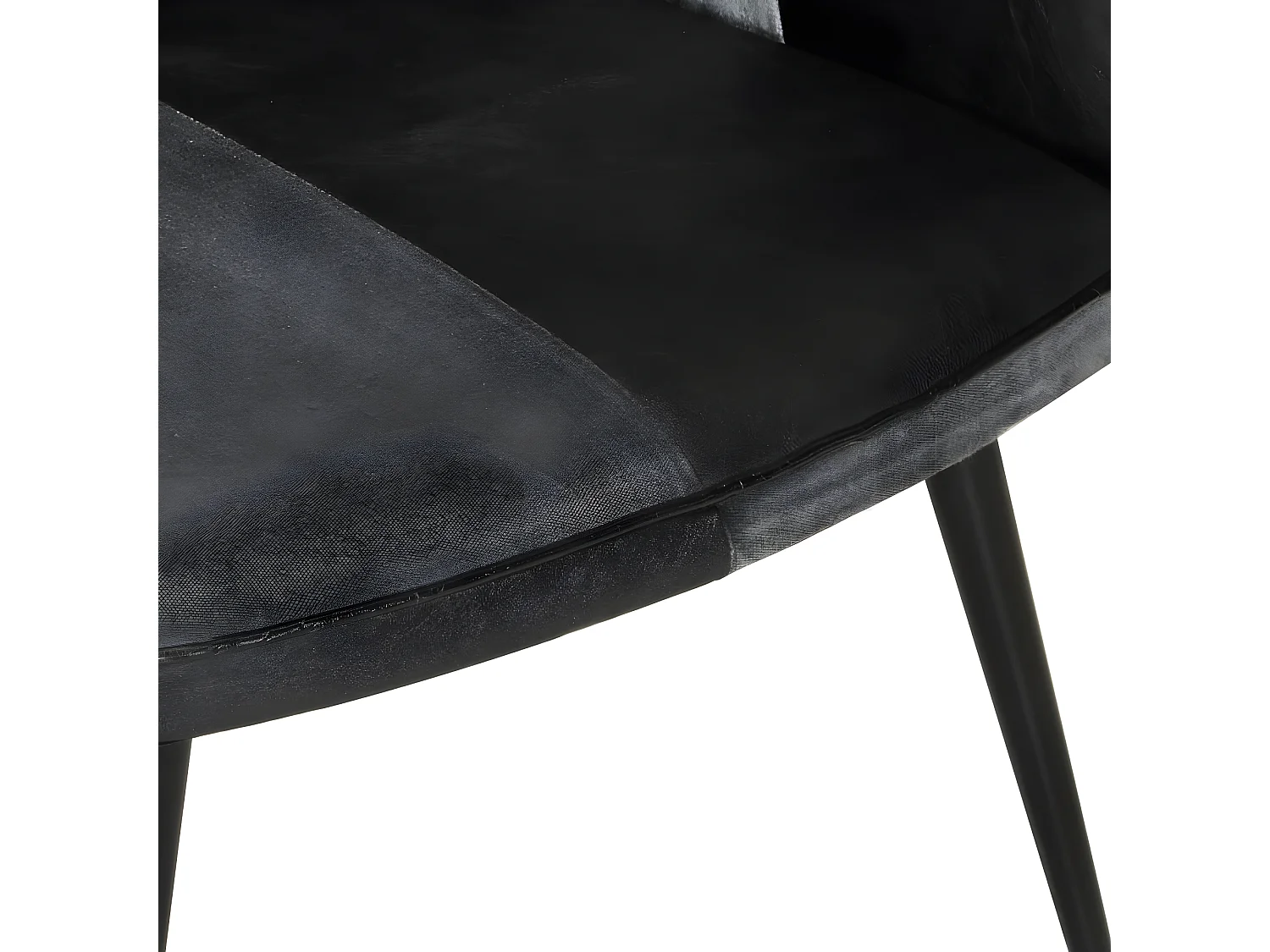 Fauteuil met voetsteun Zwart Echt leer en canvas