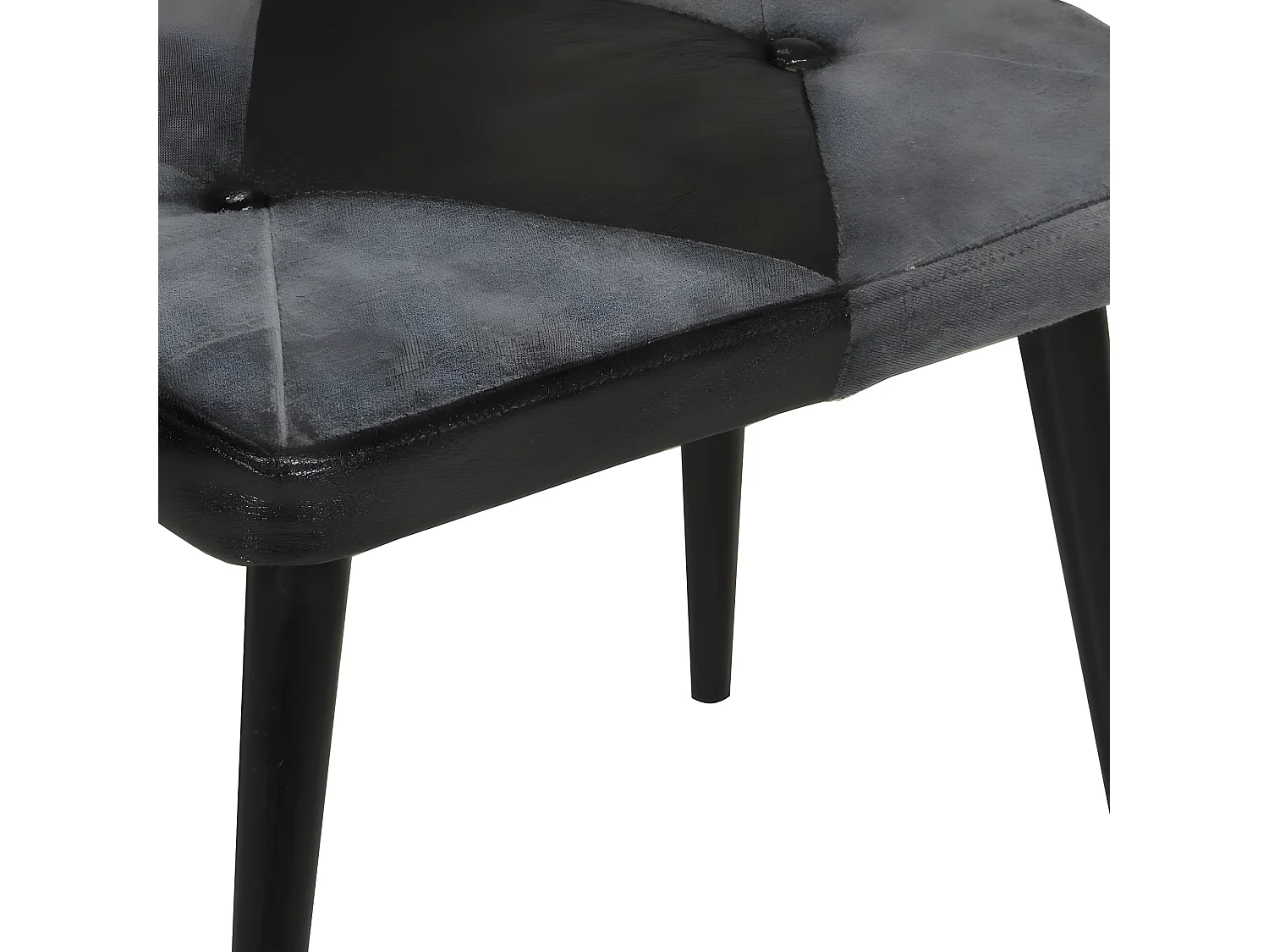 Fauteuil met voetsteun Zwart Echt leer en canvas