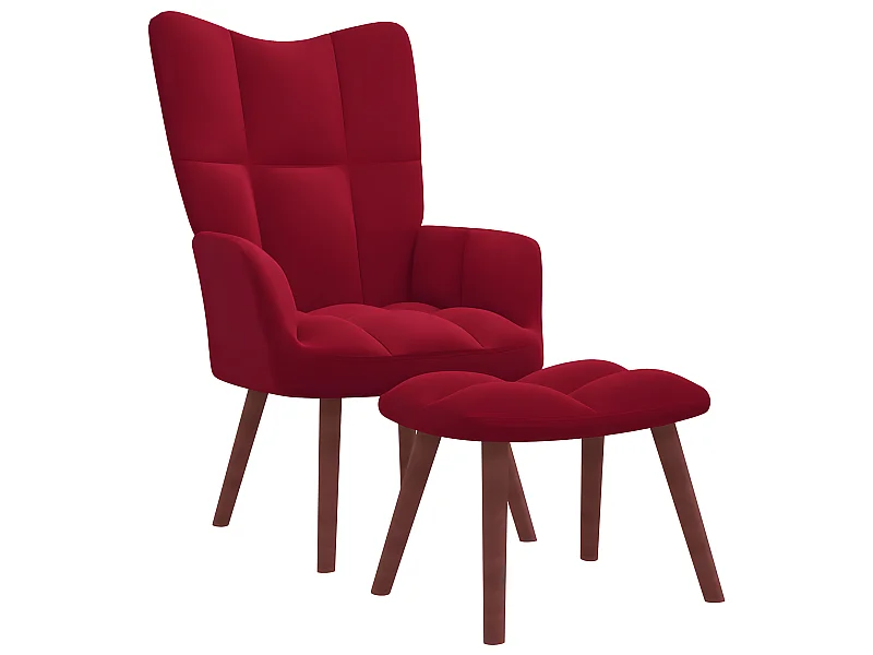 Poltrona relax con poggiapiedi Velluto rosso bordeaux