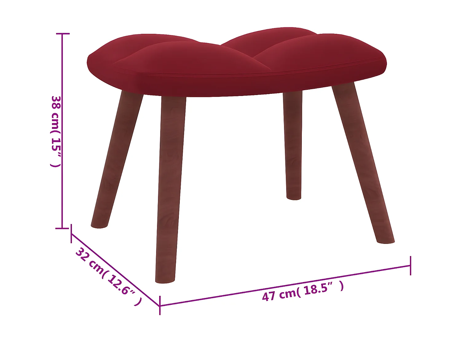 Chaise de relaxation avec repose-pied Rouge bordeaux Velours