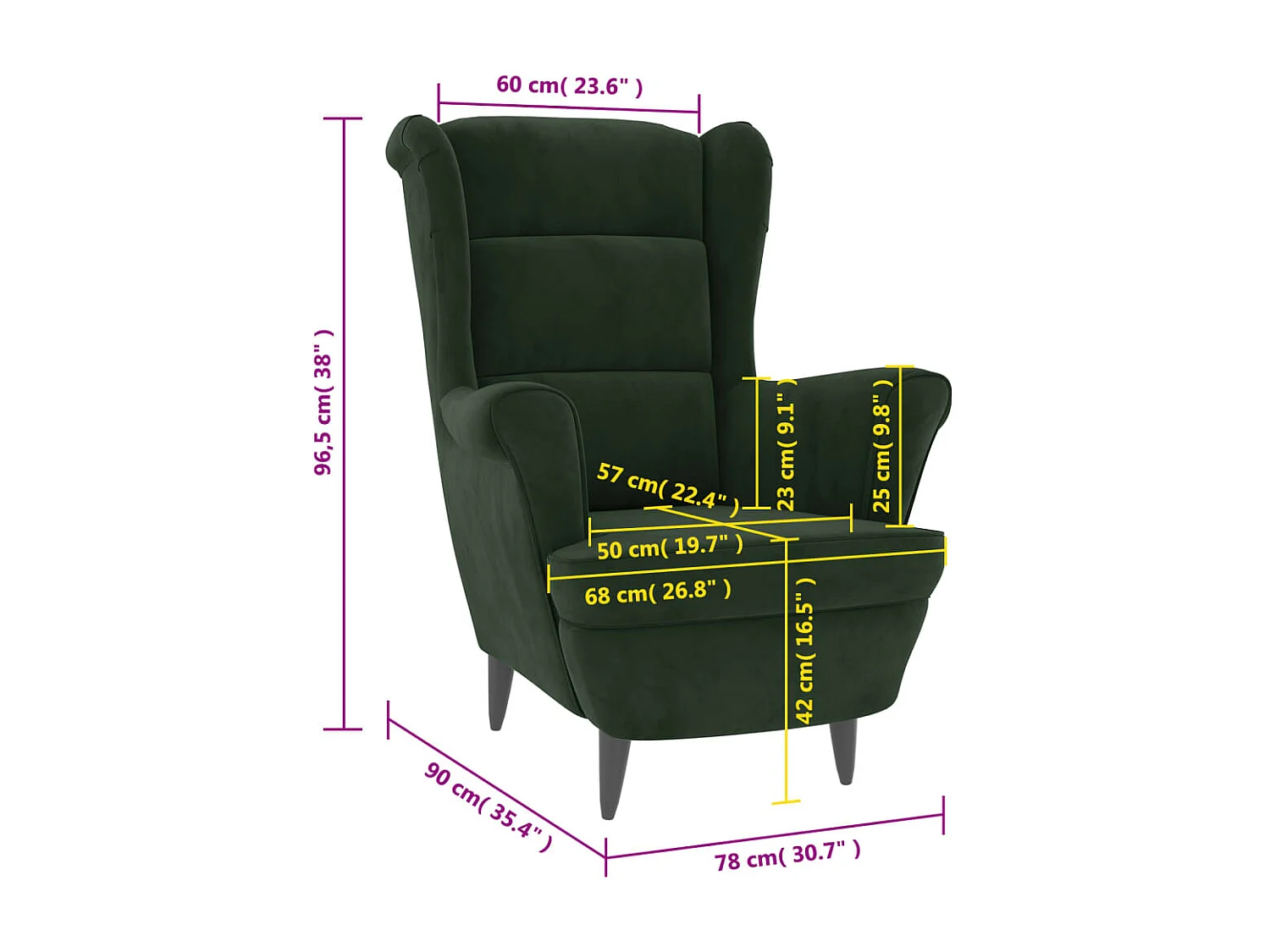 Fauteuil vert foncé velours