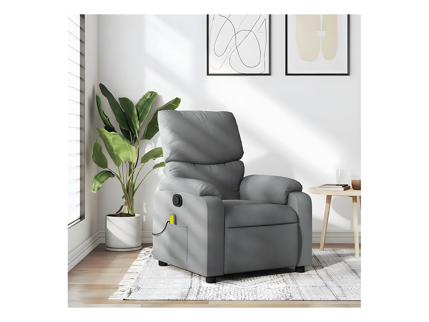 Fauteuil de massage inclinable Gris clair Tissu