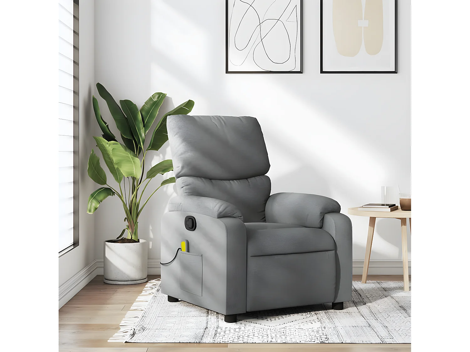 Fauteuil de massage inclinable Gris clair Tissu
