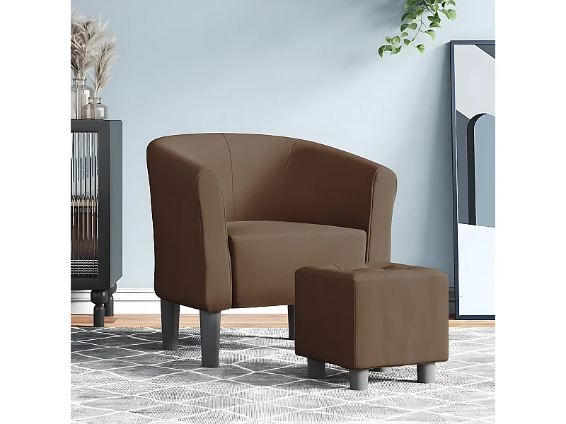 Fauteuil cabriolet avec repose-pied marron tissu