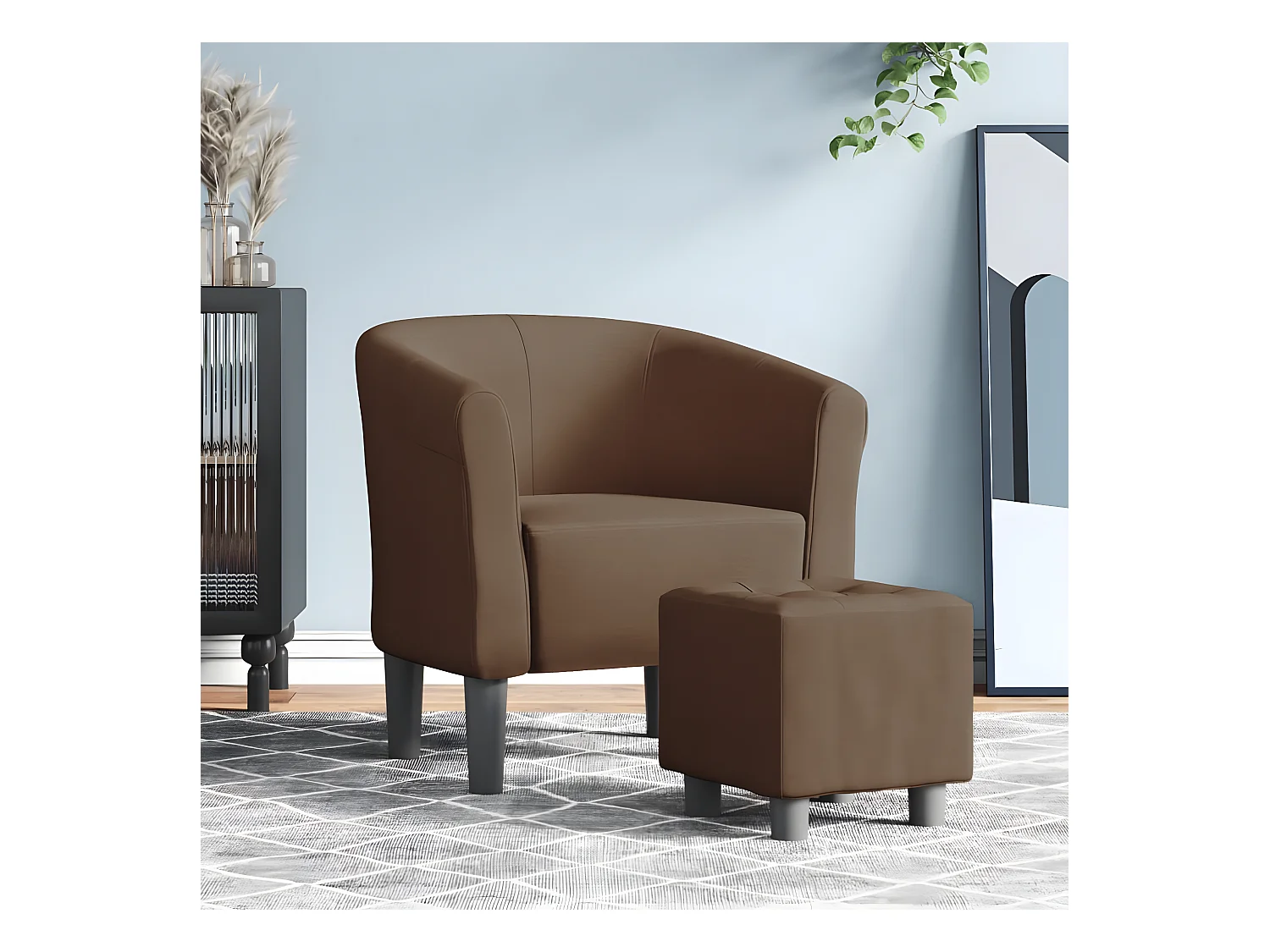Fauteuil cabriolet avec repose-pied marron tissu