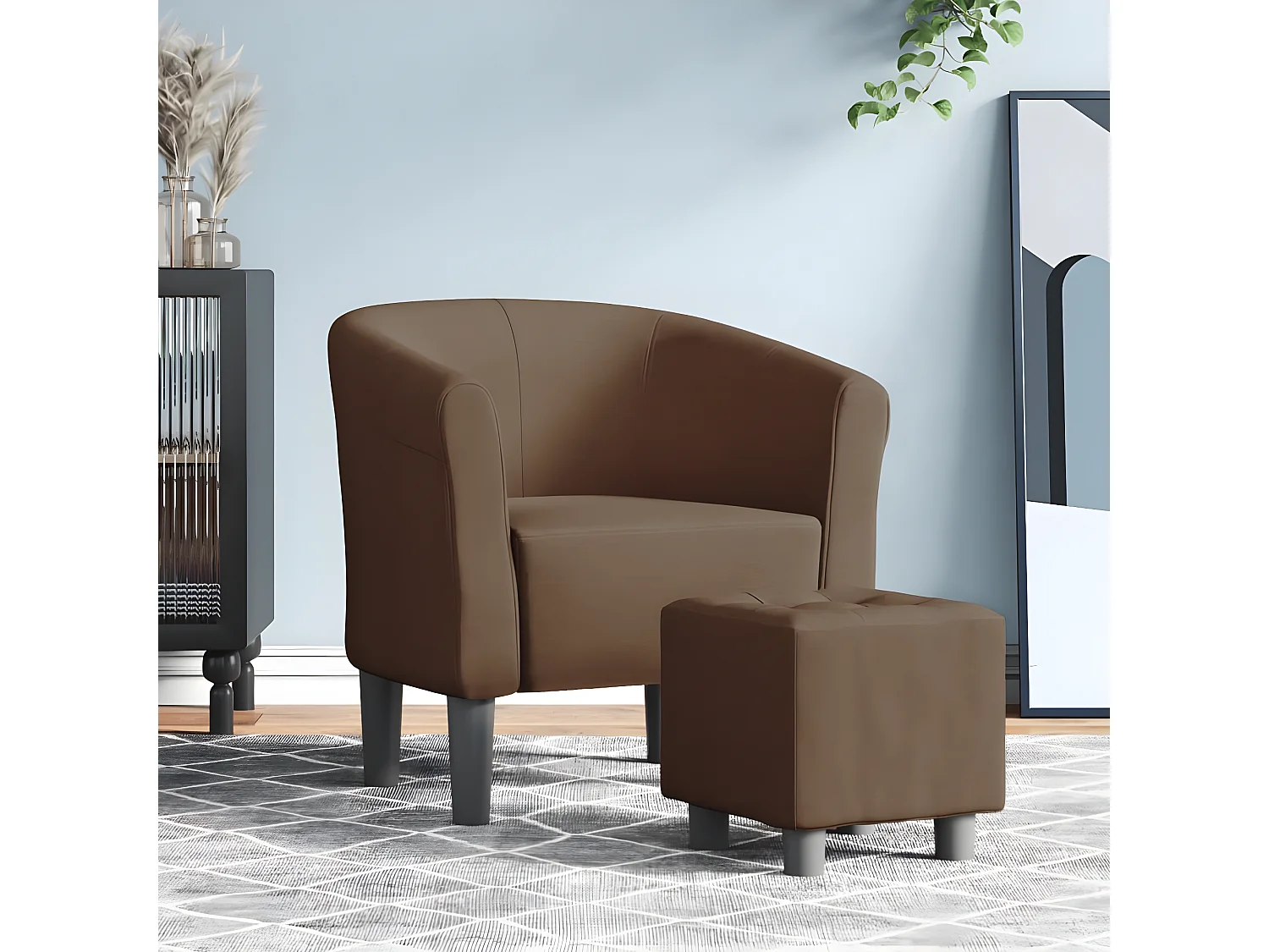 Fauteuil cabriolet avec repose-pied marron tissu