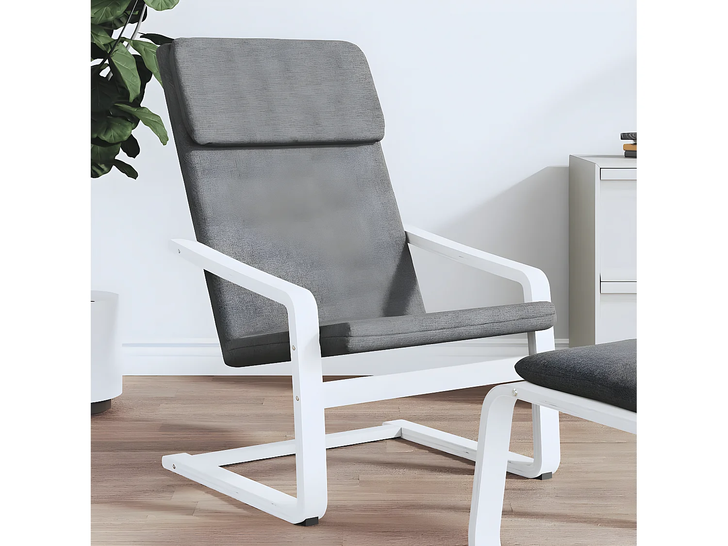 Sillón de relajación Tela gris oscuro