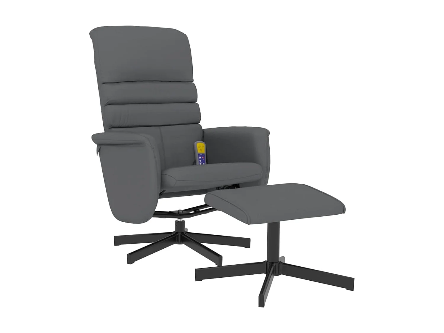 Relax-Massagesessel mit Fußstütze aus grauem Kunstleder