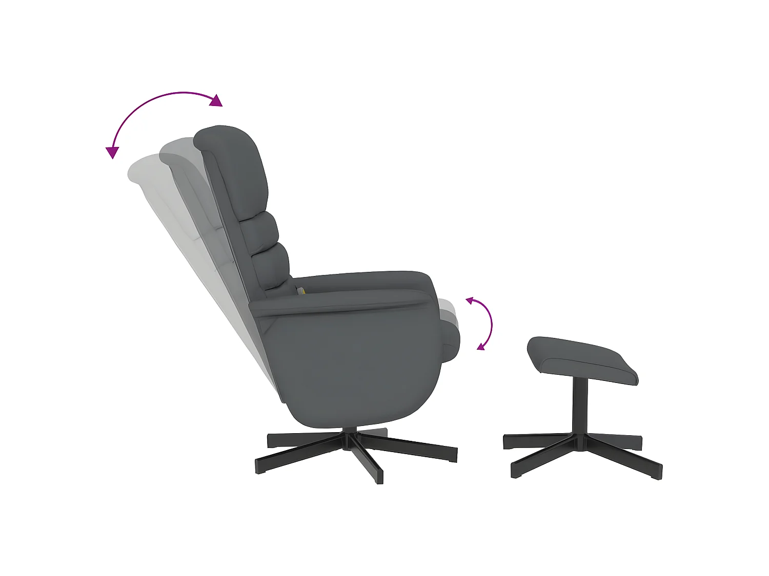 Relax-Massagesessel mit Fußstütze aus grauem Kunstleder