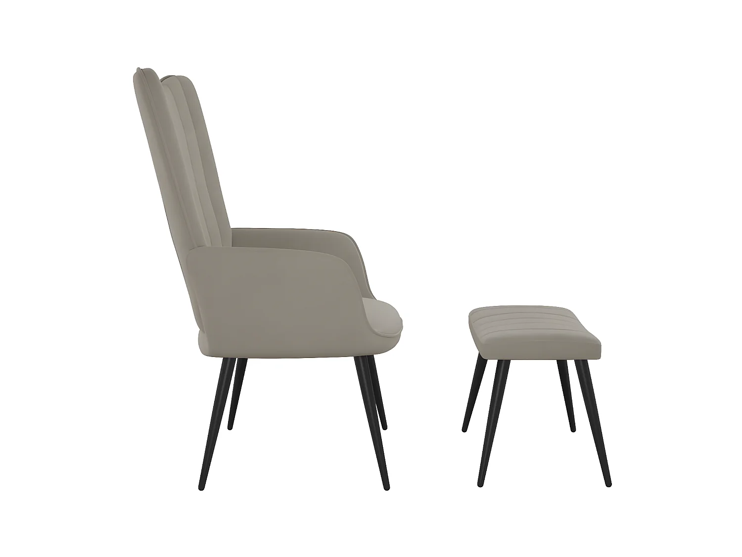 Chaise de relaxation avec repose-pied Gris clair Velours