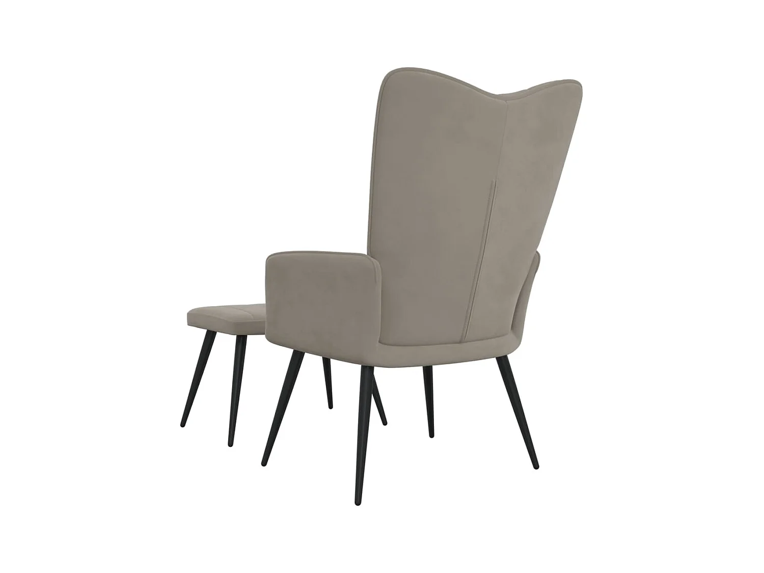 Chaise de relaxation avec repose-pied Gris clair Velours