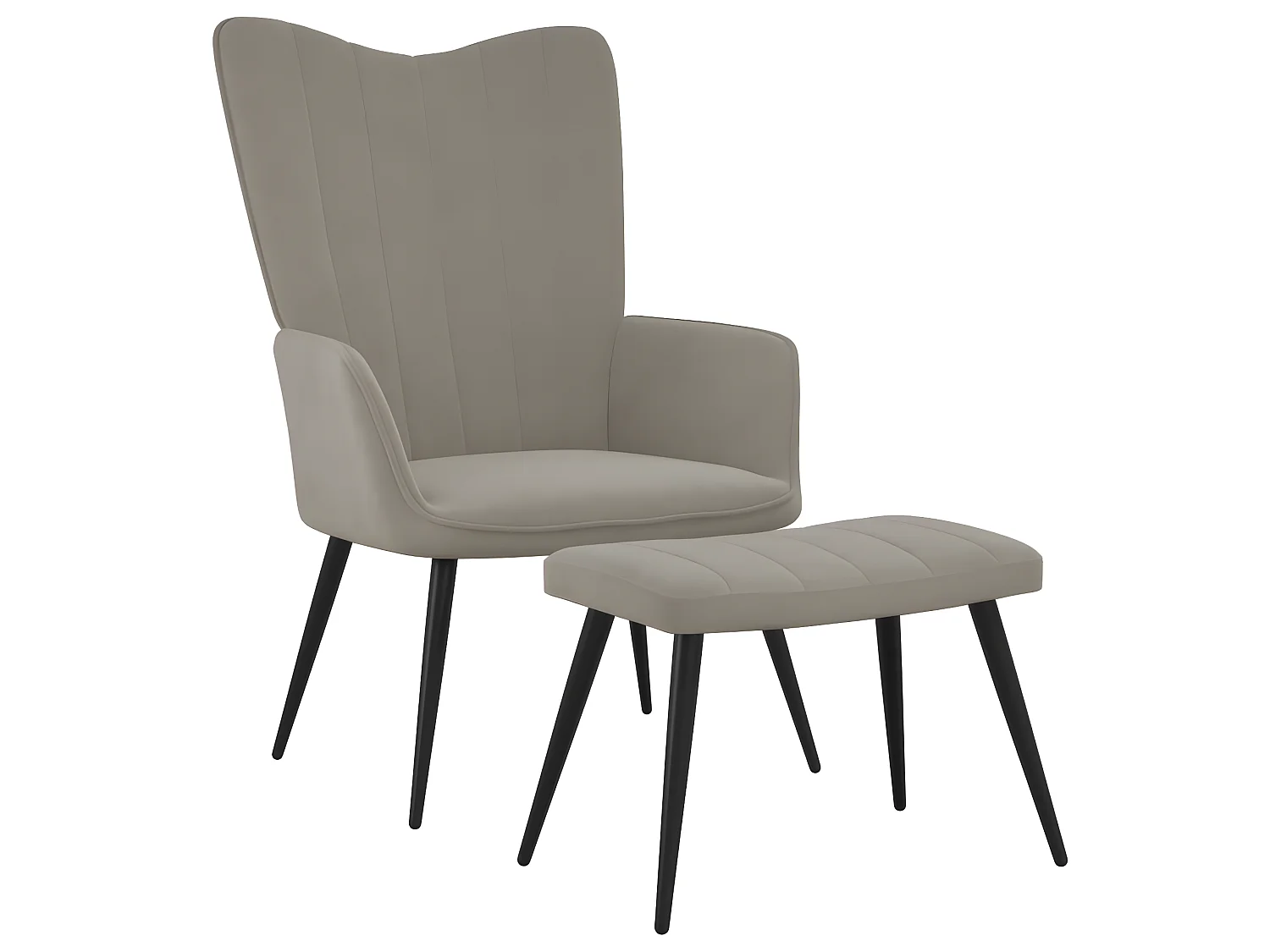 Poltrona relax con poggiapiedi Velluto grigio chiaro