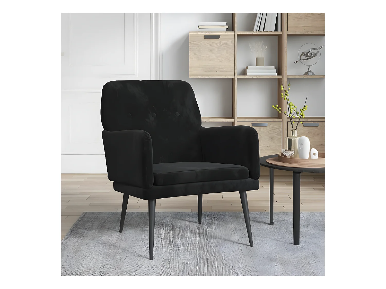 Fauteuil Noir 62x79x79 cm Velours