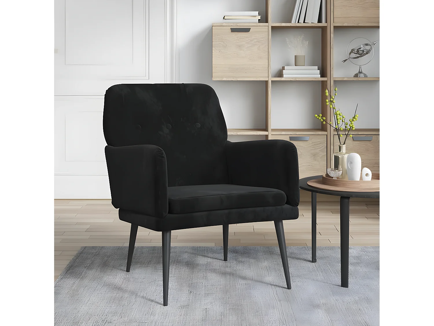 Sillón negro 62x79x79 cm Terciopelo