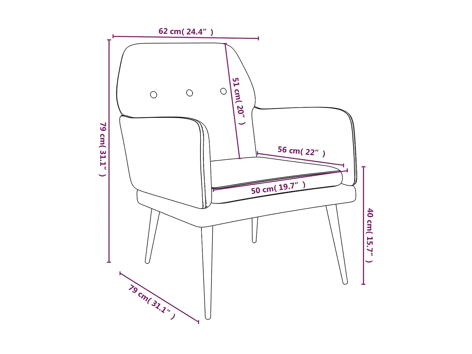 Gele Fauteuil 62x79x79 cm Fluweel