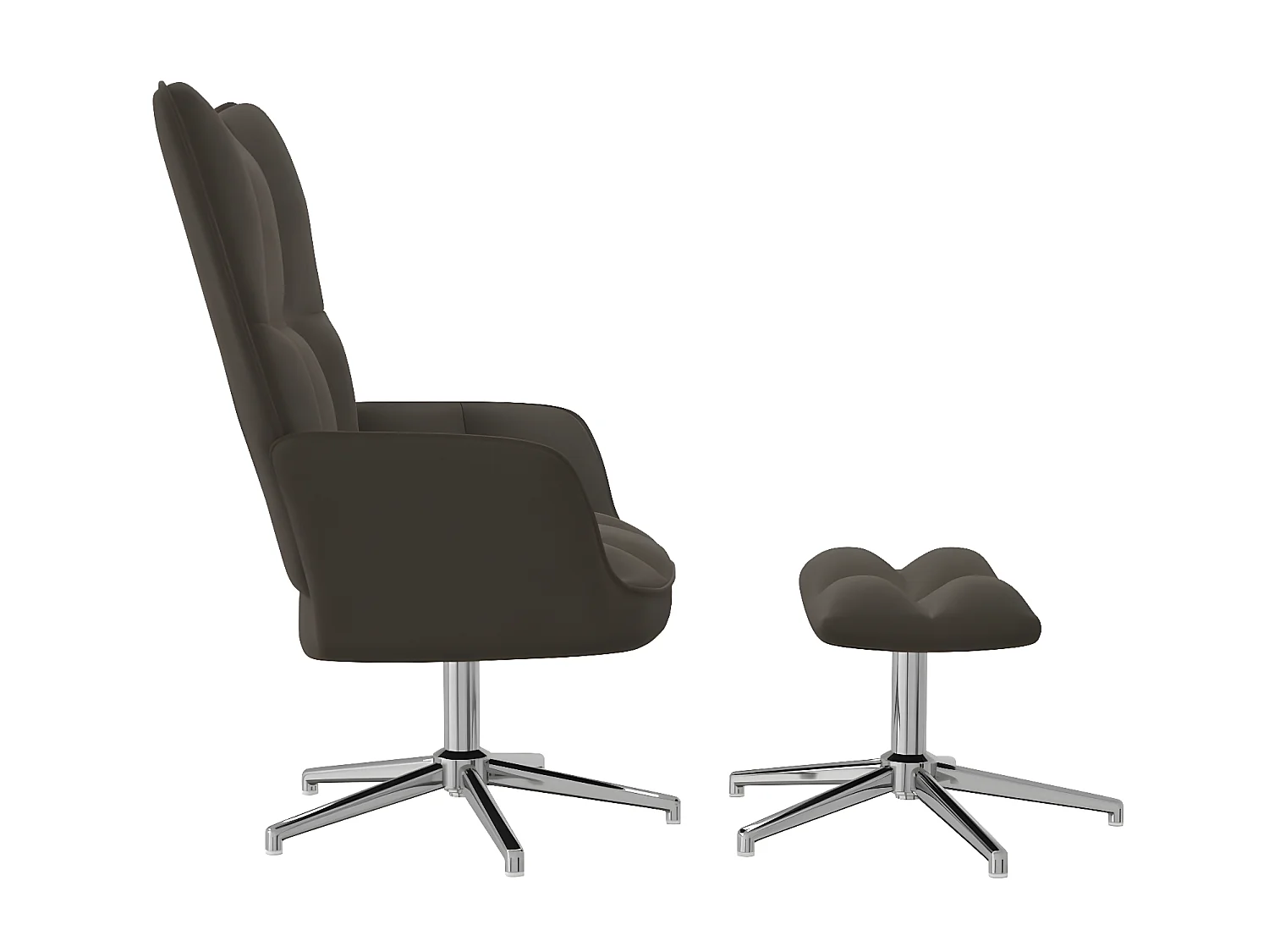 Poltrona relax con poggiapiedi Velluto grigio scuro