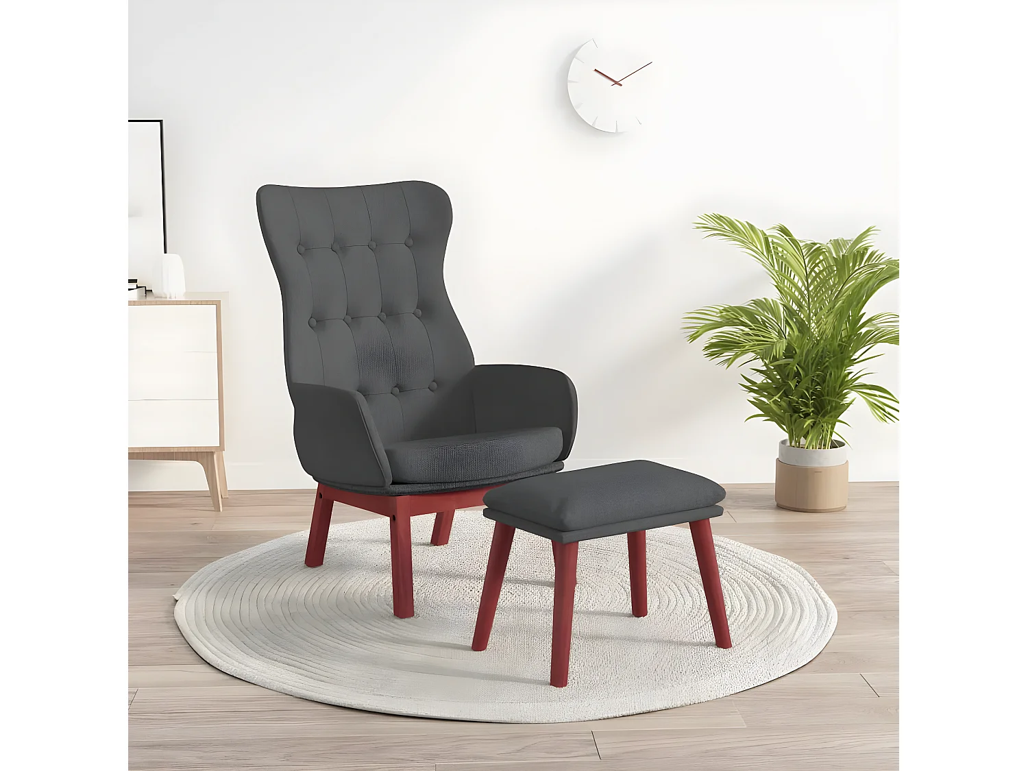 Ontspanningsstoel met voetsteun Donkergrijze stof