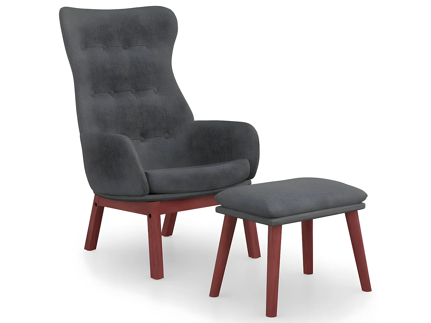 Ontspanningsstoel met voetsteun Donkergrijze stof