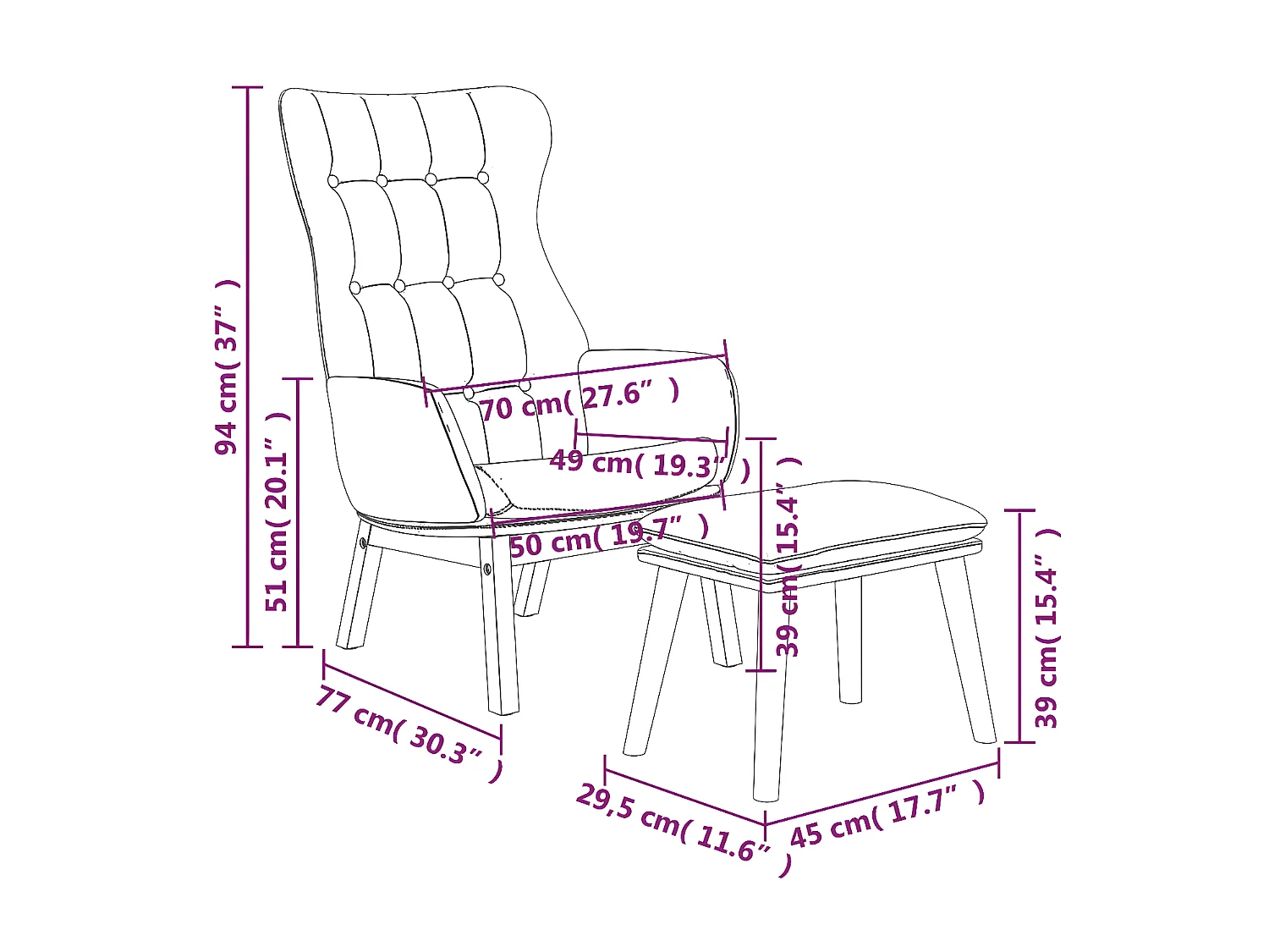 Ontspanningsstoel met voetsteun Donkergrijze stof
