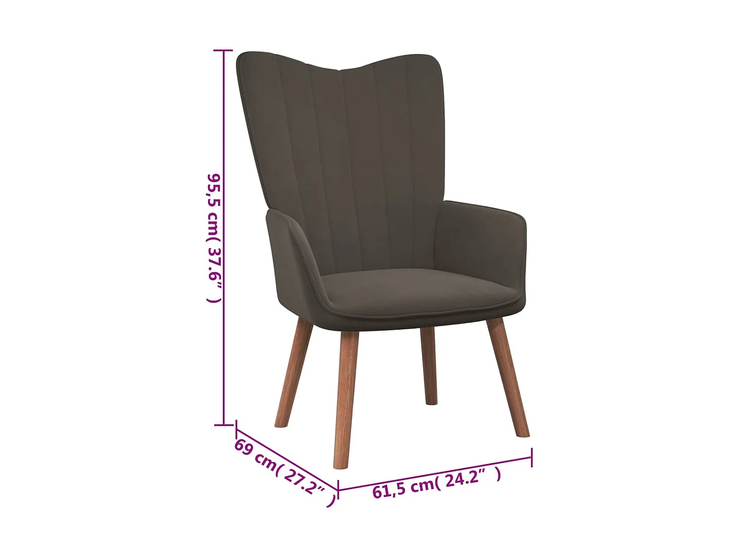 Chaise de relaxation Gris foncé Velours